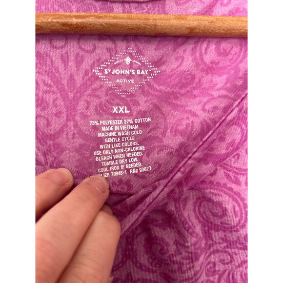 St John's Bay Purple Paisley Print Short Sleeve Top Ruched Tie Sleeve Tee XXL - Picture 5 of 8